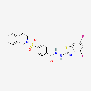molecular formula C23H18F2N4O3S2 B2788868 N'-(4,6-difluorobenzo[d]thiazol-2-yl)-4-((3,4-dihydroisoquinolin-2(1H)-yl)sulfonyl)benzohydrazide CAS No. 851988-36-8