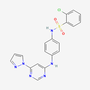 N-(4-((6-(1H-pyrazol-1-yl)pyrimidin-4-yl)amino)phenyl)-2-chlorobenzenesulfonamide