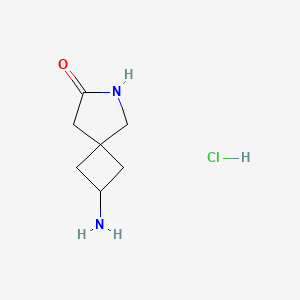 molecular formula C7H13ClN2O B2788874 2-Amino-6-azaspiro[3.4]octan-7-one hydrochloride CAS No. 2172063-36-2