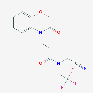 molecular formula C15H14F3N3O3 B2788879 N-(cyanomethyl)-3-(3-oxo-3,4-dihydro-2H-1,4-benzoxazin-4-yl)-N-(2,2,2-trifluoroethyl)propanamide CAS No. 1384550-17-7