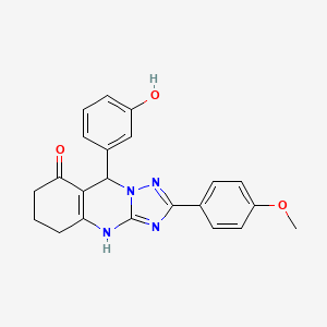molecular formula C22H20N4O3 B2788880 9-(3-hydroxyphenyl)-2-(4-methoxyphenyl)-5,6,7,9-tetrahydro-[1,2,4]triazolo[5,1-b]quinazolin-8(4H)-one CAS No. 539841-46-8