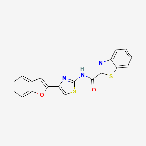 molecular formula C19H11N3O2S2 B2788885 N-[4-(1-benzofuran-2-yl)-1,3-thiazol-2-yl]-1,3-benzothiazole-2-carboxamide CAS No. 941892-70-2