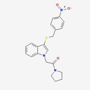 2-(3-((4-nitrobenzyl)thio)-1H-indol-1-yl)-1-(pyrrolidin-1-yl)ethanone