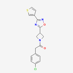 molecular formula C17H14ClN3O2S B2788898 2-(4-Chlorophenyl)-1-(3-(3-(thiophen-3-yl)-1,2,4-oxadiazol-5-yl)azetidin-1-yl)ethanone CAS No. 1396843-61-0