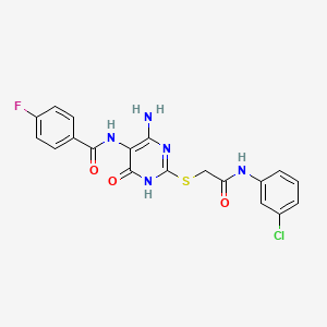 N-(4-amino-2-((2-((3-chlorophenyl)amino)-2-oxoethyl)thio)-6-oxo-1,6-dihydropyrimidin-5-yl)-4-fluorobenzamide