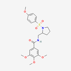 molecular formula C22H28N2O7S B2788911 3,4,5-trimethoxy-N-((1-((4-methoxyphenyl)sulfonyl)pyrrolidin-2-yl)methyl)benzamide CAS No. 896287-54-0