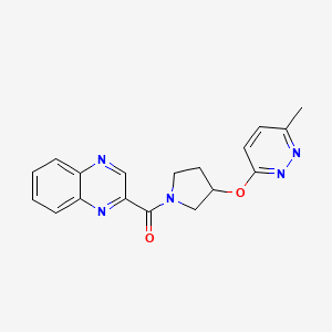 molecular formula C18H17N5O2 B2788916 (3-((6-Methylpyridazin-3-yl)oxy)pyrrolidin-1-yl)(quinoxalin-2-yl)methanone CAS No. 2034435-59-9