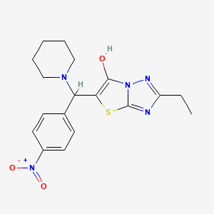 2-Ethyl-5-((4-nitrophenyl)(piperidin-1-yl)methyl)thiazolo[3,2-b][1,2,4]triazol-6-ol