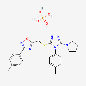 3-(4-Methylphenyl)-5-[[4-(4-methylphenyl)-5-pyrrolidin-1-yl-1,2,4-triazol-3-yl]sulfanylmethyl]-1,2,4-oxadiazole;phosphoric acid