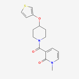 molecular formula C16H18N2O3S B2788929 1-methyl-3-(4-(thiophen-3-yloxy)piperidine-1-carbonyl)pyridin-2(1H)-one CAS No. 2034363-92-1