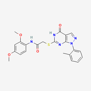 molecular formula C22H21N5O4S B2788931 N-(2,4-dimethoxyphenyl)-2-((4-hydroxy-1-(o-tolyl)-1H-pyrazolo[3,4-d]pyrimidin-6-yl)thio)acetamide CAS No. 922692-33-9