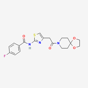 4-fluoro-N-(4-(2-oxo-2-(1,4-dioxa-8-azaspiro[4.5]decan-8-yl)ethyl)thiazol-2-yl)benzamide