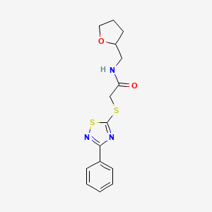 molecular formula C15H17N3O2S2 B2788933 2-((3-phenyl-1,2,4-thiadiazol-5-yl)thio)-N-((tetrahydrofuran-2-yl)methyl)acetamide CAS No. 864916-84-7
