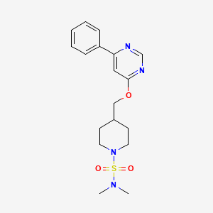 molecular formula C18H24N4O3S B2788938 N,N-Dimethyl-4-[(6-phenylpyrimidin-4-yl)oxymethyl]piperidine-1-sulfonamide CAS No. 2380068-32-4