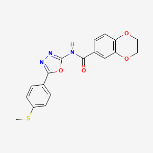 molecular formula C18H15N3O4S B2788945 N-[5-(4-methylsulfanylphenyl)-1,3,4-oxadiazol-2-yl]-2,3-dihydro-1,4-benzodioxine-6-carboxamide CAS No. 886918-54-3