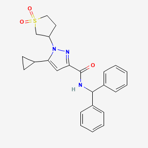 molecular formula C24H25N3O3S B2788951 N-benzhydryl-5-cyclopropyl-1-(1,1-dioxidotetrahydrothiophen-3-yl)-1H-pyrazole-3-carboxamide CAS No. 1019096-48-0