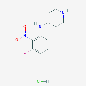 molecular formula C11H15ClFN3O2 B2788953 N-(3-Fluoro-2-nitrophenyl)piperidin-4-amine hydrochloride CAS No. 1233954-99-8