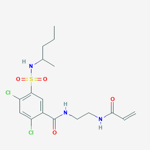molecular formula C17H23Cl2N3O4S B2788965 2,4-Dichloro-5-(pentan-2-ylsulfamoyl)-N-[2-(prop-2-enoylamino)ethyl]benzamide CAS No. 2361690-31-3