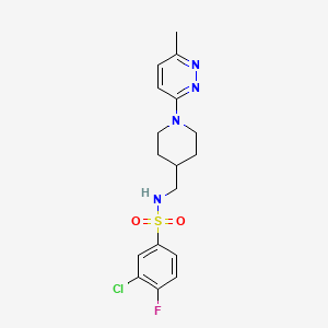 molecular formula C17H20ClFN4O2S B2788985 3-chloro-4-fluoro-N-((1-(6-methylpyridazin-3-yl)piperidin-4-yl)methyl)benzenesulfonamide CAS No. 1797954-88-1