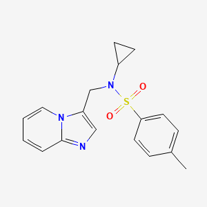 molecular formula C18H19N3O2S B2788988 N-cyclopropyl-N-(imidazo[1,2-a]pyridin-3-ylmethyl)-4-methylbenzenesulfonamide CAS No. 1448037-36-2