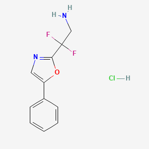 molecular formula C11H11ClF2N2O B2788991 2,2-Difluoro-2-(5-phenyl-1,3-oxazol-2-yl)ethanamine;hydrochloride CAS No. 2490432-93-2