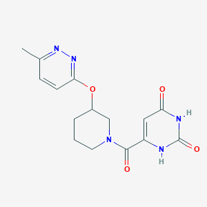 molecular formula C15H17N5O4 B2788993 6-(3-((6-methylpyridazin-3-yl)oxy)piperidine-1-carbonyl)pyrimidine-2,4(1H,3H)-dione CAS No. 2034577-89-2