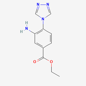 molecular formula C11H12N4O2 B2788996 Ethyl 3-amino-4-(1,2,4-triazol-4-yl)benzoate CAS No. 1800489-18-2