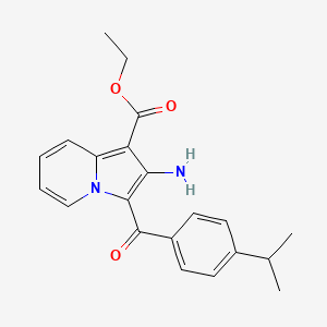 molecular formula C21H22N2O3 B2789008 Ethyl 2-amino-3-(4-isopropylbenzoyl)indolizine-1-carboxylate CAS No. 903311-74-0