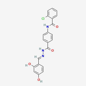 (E)-2-chloro-N-(4-(2-(2,4-dihydroxybenzylidene)hydrazinecarbonyl)phenyl)benzamide