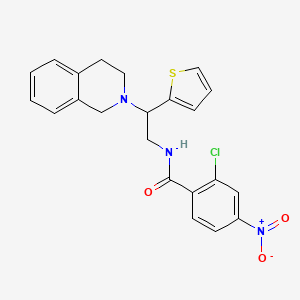 molecular formula C22H20ClN3O3S B2789024 2-chloro-N-(2-(3,4-dihydroisoquinolin-2(1H)-yl)-2-(thiophen-2-yl)ethyl)-4-nitrobenzamide CAS No. 898407-88-0