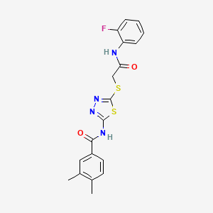 N-(5-((2-((2-fluorophenyl)amino)-2-oxoethyl)thio)-1,3,4-thiadiazol-2-yl)-3,4-dimethylbenzamide