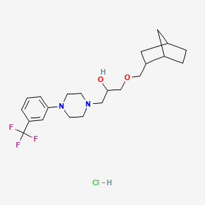 molecular formula C22H32ClF3N2O2 B2789031 1-((1R,4S)-bicyclo[2.2.1]heptan-2-ylmethoxy)-3-(4-(3-(trifluoromethyl)phenyl)piperazin-1-yl)propan-2-ol hydrochloride CAS No. 1217612-26-4