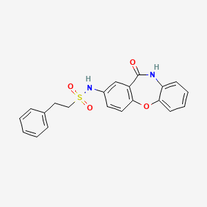 molecular formula C21H18N2O4S B2789036 N-(11-oxo-10,11-dihydrodibenzo[b,f][1,4]oxazepin-2-yl)-2-phenylethanesulfonamide CAS No. 922062-91-7