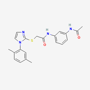 N-(3-acetamidophenyl)-2-[1-(2,5-dimethylphenyl)imidazol-2-yl]sulfanylacetamide