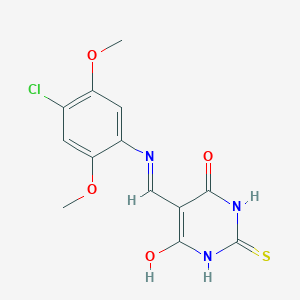 5-(((4-chloro-2,5-dimethoxyphenyl)amino)methylene)-2-thioxodihydropyrimidine-4,6(1H,5H)-dione