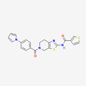 molecular formula C22H18N4O2S2 B2789046 N-(5-(4-(1H-pyrrol-1-yl)benzoyl)-4,5,6,7-tetrahydrothiazolo[5,4-c]pyridin-2-yl)thiophene-3-carboxamide CAS No. 1448052-48-9