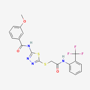 3-methoxy-N-(5-((2-oxo-2-((2-(trifluoromethyl)phenyl)amino)ethyl)thio)-1,3,4-thiadiazol-2-yl)benzamide