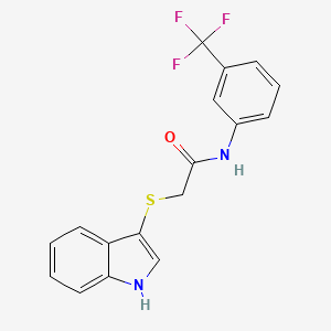 molecular formula C17H13F3N2OS B2789077 2-(1H-indol-3-ylsulfanyl)-N-[3-(trifluoromethyl)phenyl]acetamide CAS No. 851412-79-8