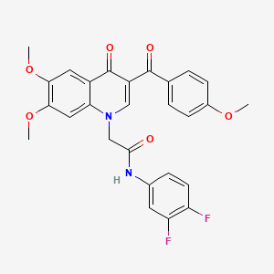 molecular formula C27H22F2N2O6 B2789079 N-(3,4-difluorophenyl)-2-[6,7-dimethoxy-3-(4-methoxybenzoyl)-4-oxoquinolin-1-yl]acetamide CAS No. 866590-55-8