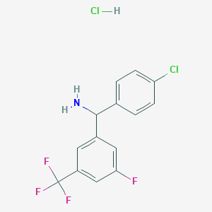 molecular formula C14H11Cl2F4N B2789087 (4-Chlorophenyl)-[3-fluoro-5-(trifluoromethyl)phenyl]methanamine;hydrochloride CAS No. 2243514-70-5