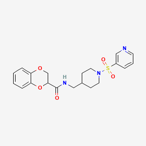molecular formula C20H23N3O5S B2789101 N-((1-(pyridin-3-ylsulfonyl)piperidin-4-yl)methyl)-2,3-dihydrobenzo[b][1,4]dioxine-2-carboxamide CAS No. 1428375-26-1