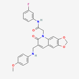 N-(3-fluorophenyl)-2-(7-(((4-methoxyphenyl)amino)methyl)-6-oxo-[1,3]dioxolo[4,5-g]quinolin-5(6H)-yl)acetamide