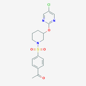 molecular formula C17H18ClN3O4S B2789124 1-(4-((3-((5-Chloropyrimidin-2-yl)oxy)piperidin-1-yl)sulfonyl)phenyl)ethanone CAS No. 2034399-27-2