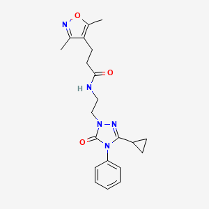 N-(2-(3-cyclopropyl-5-oxo-4-phenyl-4,5-dihydro-1H-1,2,4-triazol-1-yl)ethyl)-3-(3,5-dimethylisoxazol-4-yl)propanamide