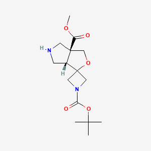 molecular formula C15H24N2O5 B2789136 1-O'-Tert-butyl 6a-O-methyl (3aS,6aS)-spiro[3a,4,5,6-tetrahydro-1H-furo[3,4-c]pyrrole-3,3'-azetidine]-1',6a-dicarboxylate CAS No. 2225144-14-7