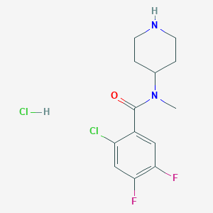 molecular formula C13H16Cl2F2N2O B2789140 2-Chloro-4,5-difluoro-N-methyl-N-piperidin-4-ylbenzamide;hydrochloride CAS No. 1829802-92-7