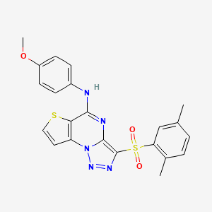 10-(2,5-dimethylbenzenesulfonyl)-N-(4-methoxyphenyl)-5-thia-1,8,11,12-tetraazatricyclo[7.3.0.0^{2,6}]dodeca-2(6),3,7,9,11-pentaen-7-amine