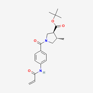 molecular formula C20H26N2O4 B2789153 Tert-butyl (3S,4S)-4-methyl-1-[4-(prop-2-enoylamino)benzoyl]pyrrolidine-3-carboxylate CAS No. 2361885-27-8