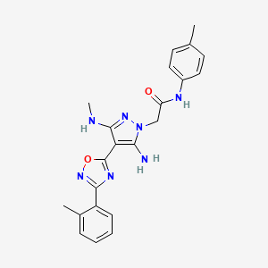 molecular formula C22H23N7O2 B2789155 2-(5-amino-3-(methylamino)-4-(3-(o-tolyl)-1,2,4-oxadiazol-5-yl)-1H-pyrazol-1-yl)-N-(p-tolyl)acetamide CAS No. 1170423-84-3