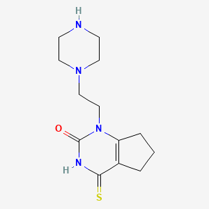 molecular formula C13H20N4OS B2789172 1-(2-(piperazin-1-yl)ethyl)-4-thioxo-3,4,6,7-tetrahydro-1H-cyclopenta[d]pyrimidin-2(5H)-one CAS No. 920368-23-6
